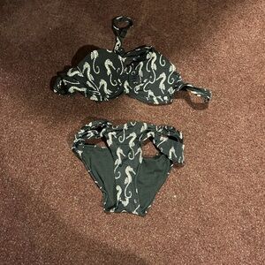 Black and White Seahorse Bikini Set